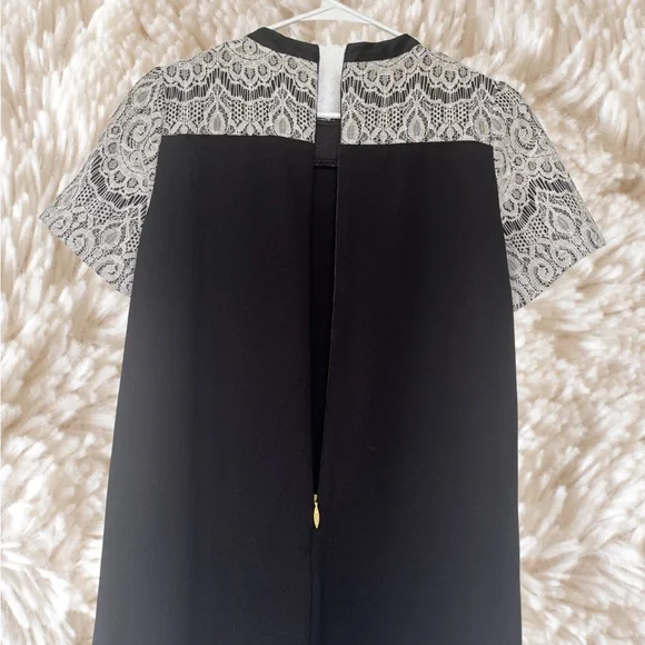 Draper James Black Dress with White Lace Yoke and Neck Bow - Picture 6 of 9